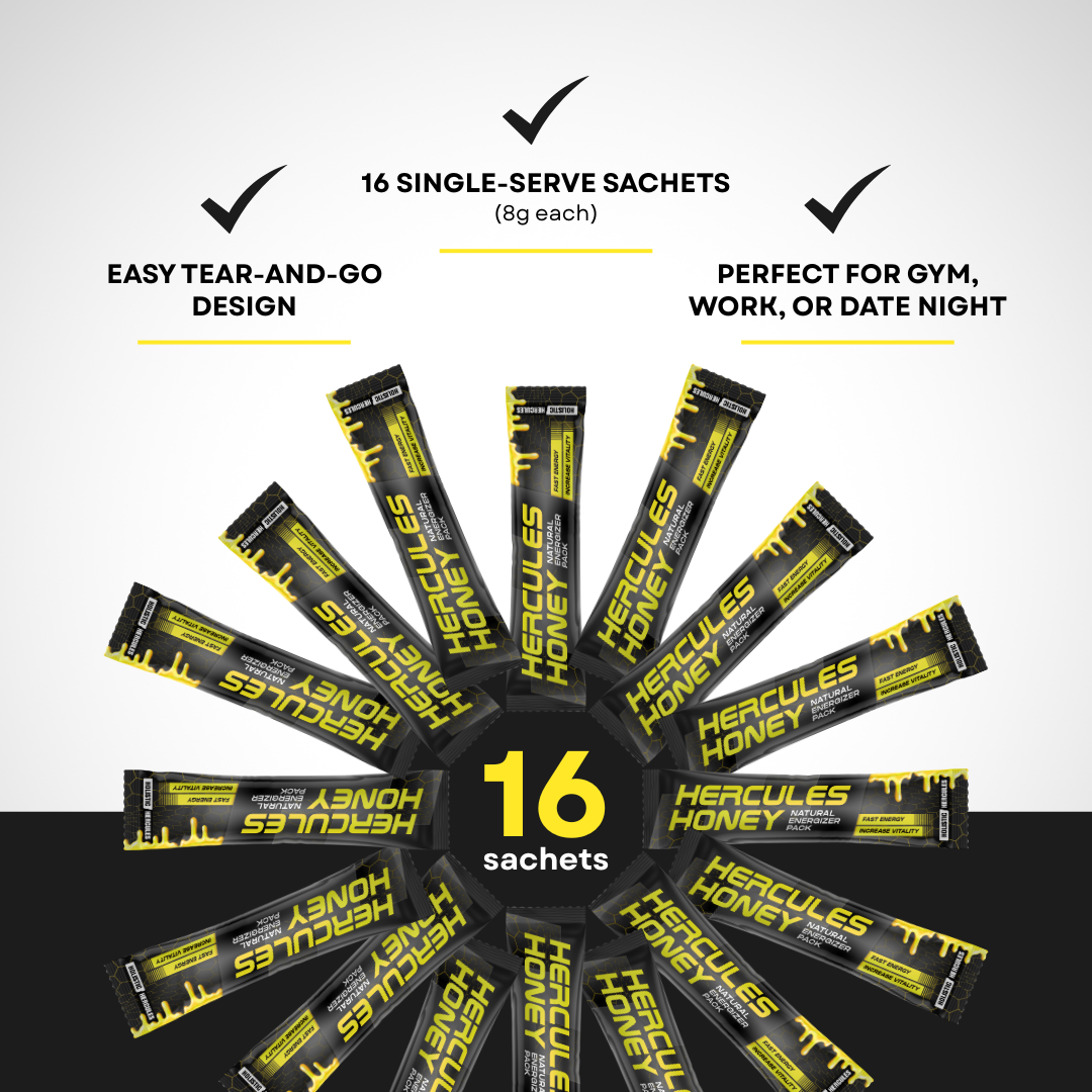 Hercules Natural Honey Sticks 6-in-1 Herbal Performance Blend (16 Count)