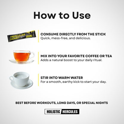 Hercules Natural Honey Sticks 6-in-1 Herbal Performance Blend (16 Count)