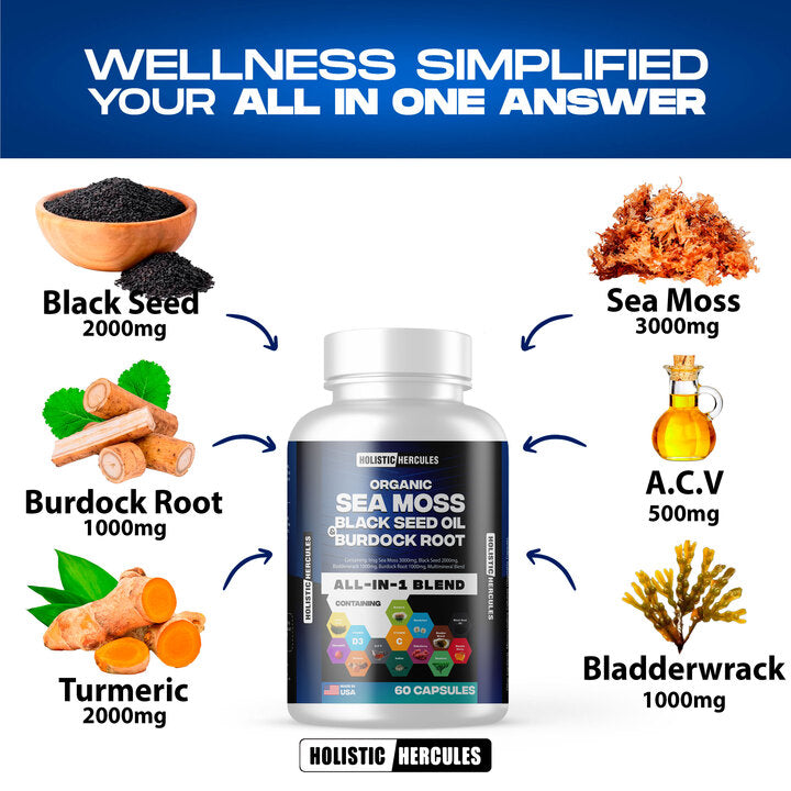 Hercules 12 in 1 Sea Moss Blend - (Stamina Boosting Capsules)